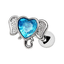 Load image into Gallery viewer, 316L Stainless Steel Aqua Heart Elephant Cartilage Earring
