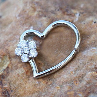 316L Stainless Steel Heart Cartilage Earring with Flower