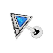 Load image into Gallery viewer, 316L Stainless Steel Blue Synthetic Opal Triangle Cartilage Earring
