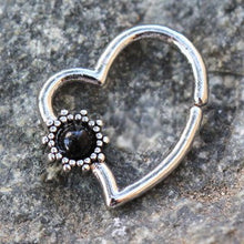 Load image into Gallery viewer, 316L Stainless Steel Black Flower Heart Annealed Cartilage Earring
