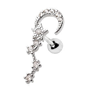 316L Stainless Steel Moon and Star Sign Cartilage Earring