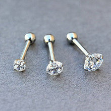 Load image into Gallery viewer, 316L Stainless Steel Prong Set CZ Triple Helix / Cartilage Earring
