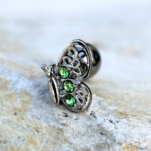 Load image into Gallery viewer, 316L Stainless Steel Green Butterfly Cartilage Earring
