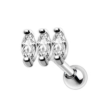 Load image into Gallery viewer, 316L Stainless Steel Mini Triple Marquise Cut CZ Cartilage Earring-2
