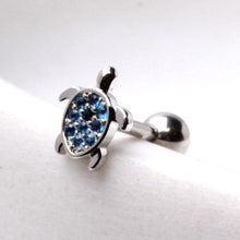 Load image into Gallery viewer, 316L Stainless Steel Ocean Blue Turtle Cartilage Earring
