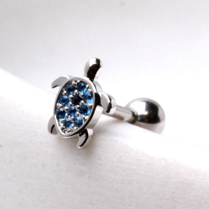 316L Stainless Steel Ocean Blue Turtle Cartilage Earring