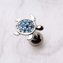 Load image into Gallery viewer, 316L Stainless Steel Ocean Blue Turtle Cartilage Earring
