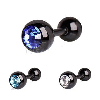 Titanium Anodized Tragus Ring with Press Fitted Clear Cubic Zirconia Ball