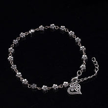Load image into Gallery viewer, Daisy Flower Anklet Hanging Heart Charm
