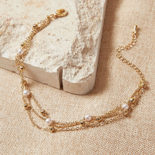 Load image into Gallery viewer, Double Layered Pearl Anklet Ankle Bracelet
