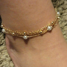 Load image into Gallery viewer, Double Layered Pearl Anklet Ankle Bracelet
