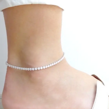 Load image into Gallery viewer, Classic Sterling Silver CZ Diamond Tennis Anklet
