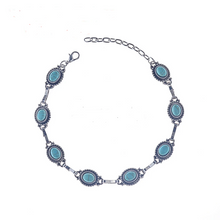 Load image into Gallery viewer, Boho Beach Adjustable Round Turquoise Beaded Anklet
