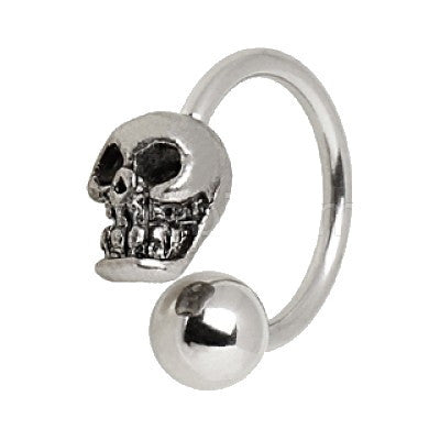 316L Surgical Steel Horseshoe with Skull