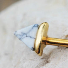 Load image into Gallery viewer, Gold Howlite Triangle Industrial Barbell
