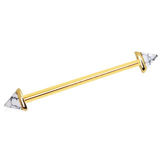 Gold Howlite Triangle Industrial Barbell