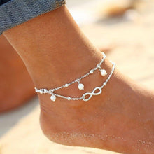 Load image into Gallery viewer, Double Chain Infinity Pearl Anklet
