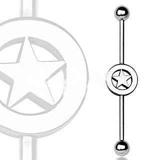 316L Surgical Steel Industrial Barbell with Star Logo