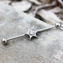 Load image into Gallery viewer, 316L Stainless Steel Jeweled Star Industrial Barbell
