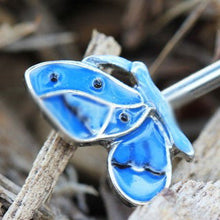 Load image into Gallery viewer, 316L Stainless Steel Double Blue Butterfly Industrial Barbell
