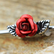 Load image into Gallery viewer, 316L Stainless Steel Red Rose Industrial Barbell
