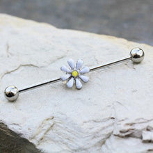 Load image into Gallery viewer, 316L Stainless Steel White Daisy Industrial Barbell
