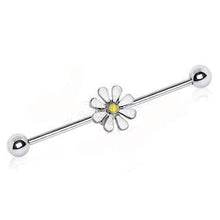 Load image into Gallery viewer, 316L Stainless Steel White Daisy Industrial Barbell
