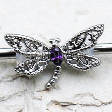 Load image into Gallery viewer, 316L Stainless Steel Ornate Dragonfly Industrial Barbell
