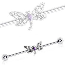 Load image into Gallery viewer, 316L Stainless Steel Ornate Dragonfly Industrial Barbell
