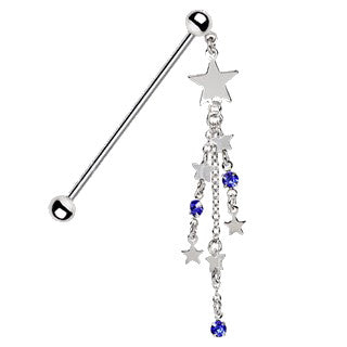 316L Stainless Steel Cascading Stars Industrial Barbell