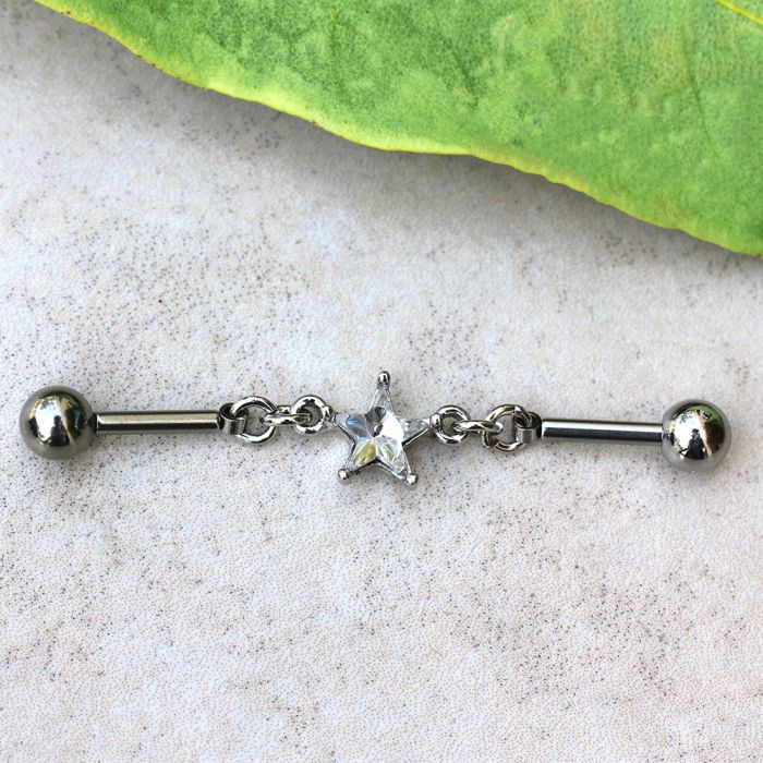 316L Stainless Steel Prong Set Star Chain Industrial Barbell