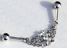 Load image into Gallery viewer, 316L Stainless Steel Jeweled Triple Chain Industrial Barbell
