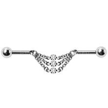 Load image into Gallery viewer, 316L Stainless Steel Jeweled Triple Chain Industrial Barbell
