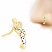 Load image into Gallery viewer, Gold Plated Jeweled Heart L Bend Half Nose Hoop
