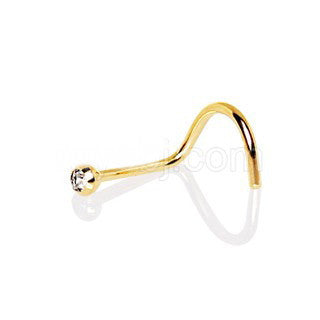 Screw Nose Ring with Press Fit CZ