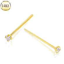 Load image into Gallery viewer, 14Kt Yellow Gold Prong Set Clear CZ Fishtail Nose Ring
