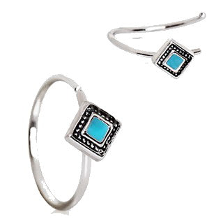 316L Stainless Steel Rhombus Cut Turquoise Nose Hoop