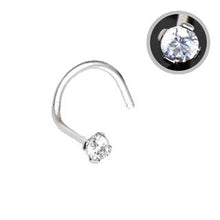 Load image into Gallery viewer, 316L Stainless Steel Prong Set CZ Screw Nose Ring
