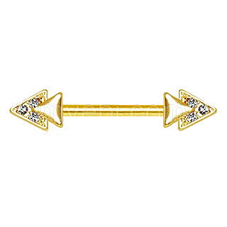 Gold Jeweled Double Triangle Nipple Bar