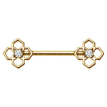 Load image into Gallery viewer, Gold Plated Pinwheel Flower Nipple Bar
