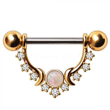 Load image into Gallery viewer, Gold Plated Multi Jeweled Moon and Stars Nipple Shield
