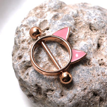 Load image into Gallery viewer, Rose Gold Plated Pink Cat Nipple Shield
