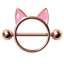 Load image into Gallery viewer, Rose Gold Plated Pink Cat Nipple Shield
