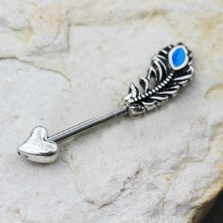 316L Stainless Steel Aqua Feather Arrow Nipple Bar