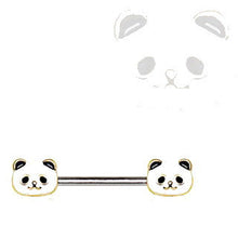 Load image into Gallery viewer, 316L Stainless Steel Golden Panda Nipple Bar
