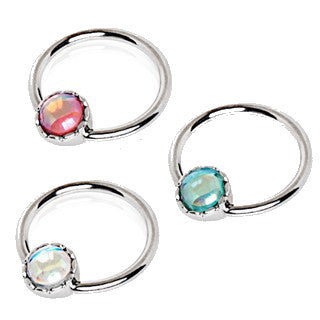 316L Stainless Steel Rainbow Rhinestone Captive Bead Ring Nipple Jewelry