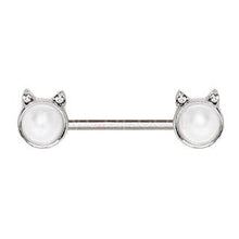 Load image into Gallery viewer, 316L Surgical Steel Pearl White Cat Nipple Bar
