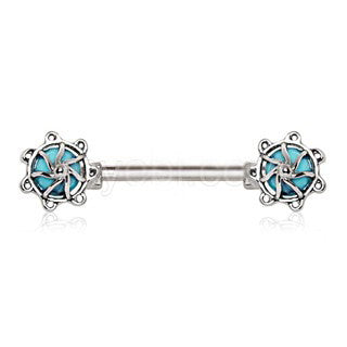 316L Surgical Steel Turquoise Stone Carousel Nipple Bar