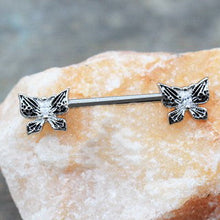 Load image into Gallery viewer, 316L Stainless Steel Exotic Butterfly Nipple Bar
