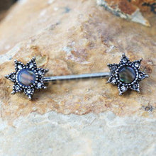 Load image into Gallery viewer, 316L Stainless Steel Abalone Shell Inlay Star Nipple Bar
